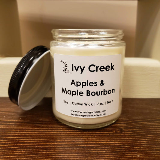 Ivy Creek No 7 | Apples & Maple Bourbon Soy Blend Candle | Hand Poured | 7 oz | Cotton Wick | Small Batch | Clean Burning | Container Candle