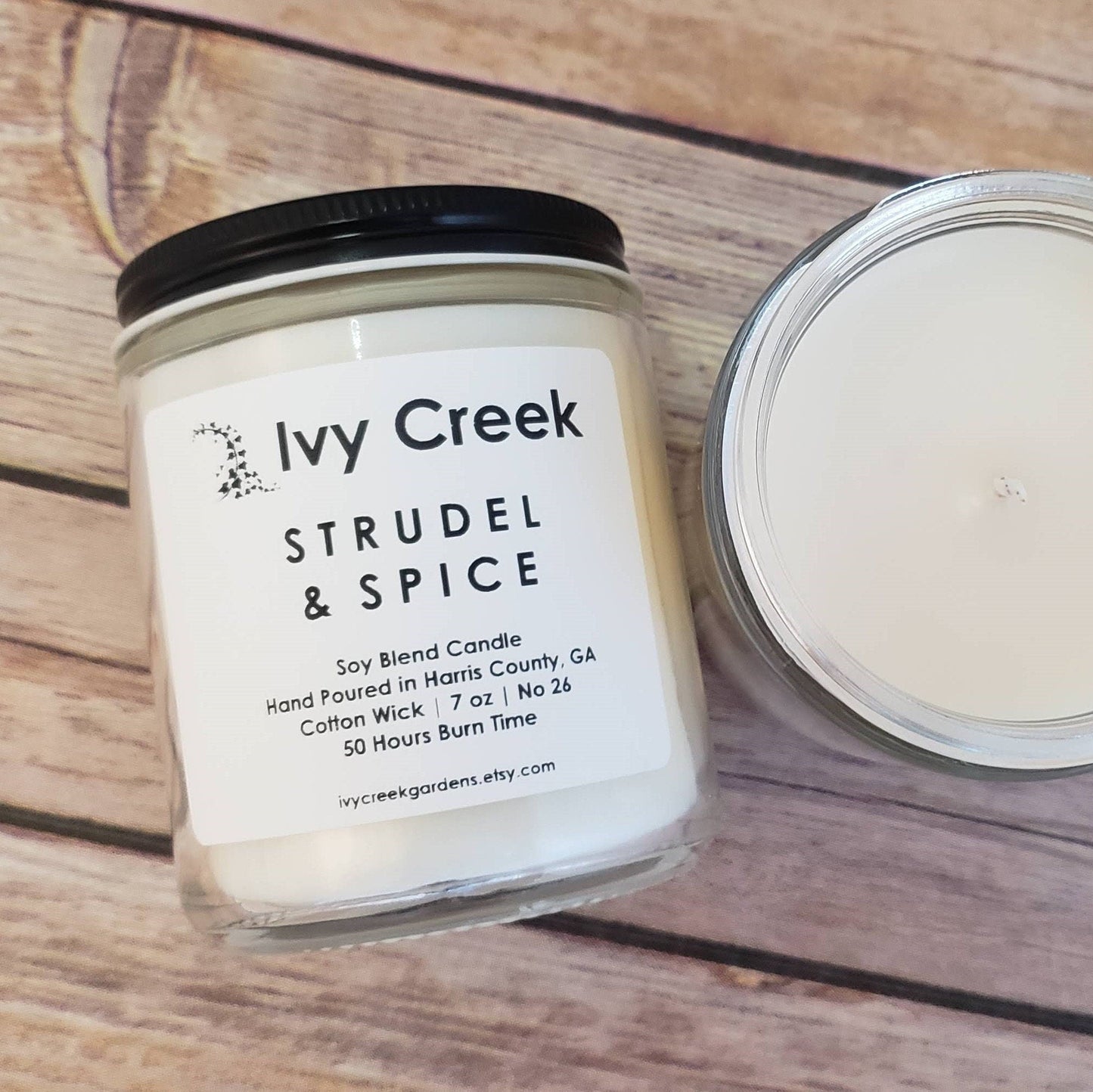 Strudel & Spice Soy Blend Candle | Ivy Creek No 26 | Hand Poured | 7 oz | Cotton Wick | Small Batch | Clean Burning | Container Candle