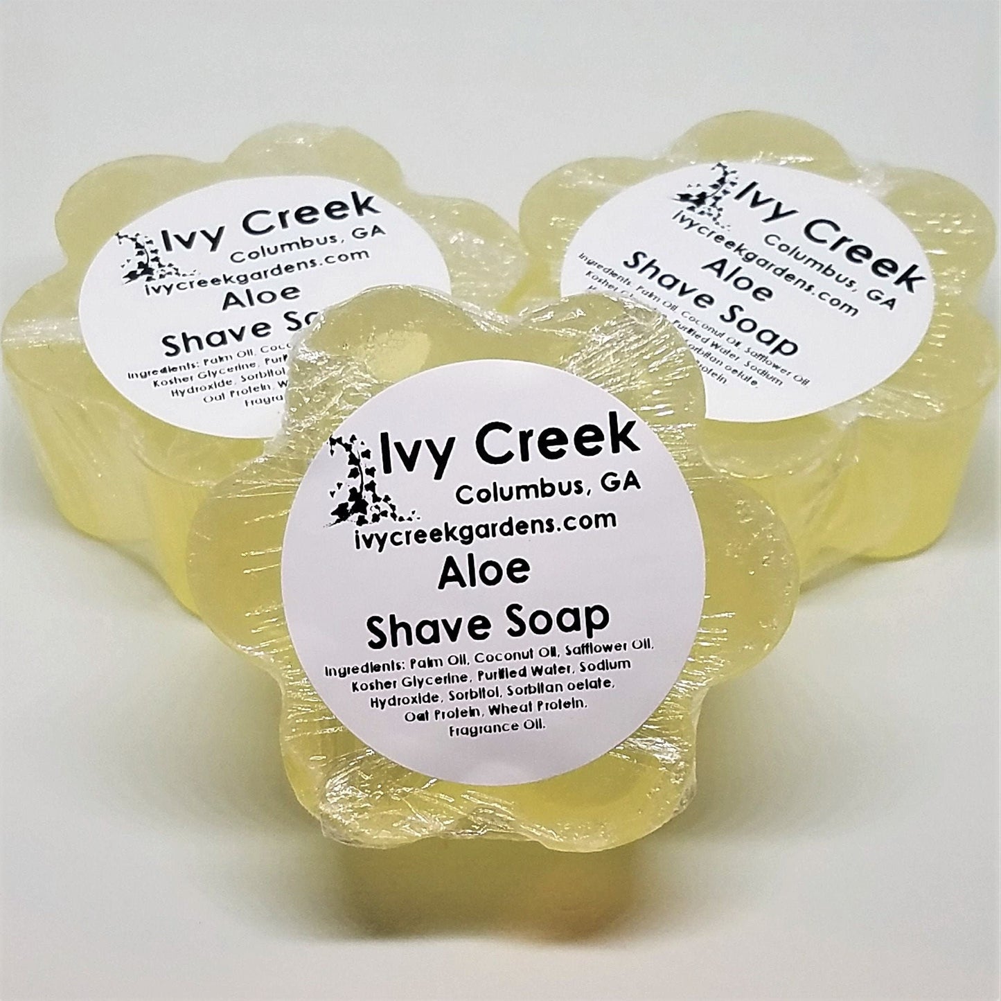 Ivy Creek Aloe Shave Soap | Glycerin Shave Soap | Perfect Shave | Soothing and Nourishing with Aloe | Vegan, Natural, Cruelty-Free | 3.5 oz