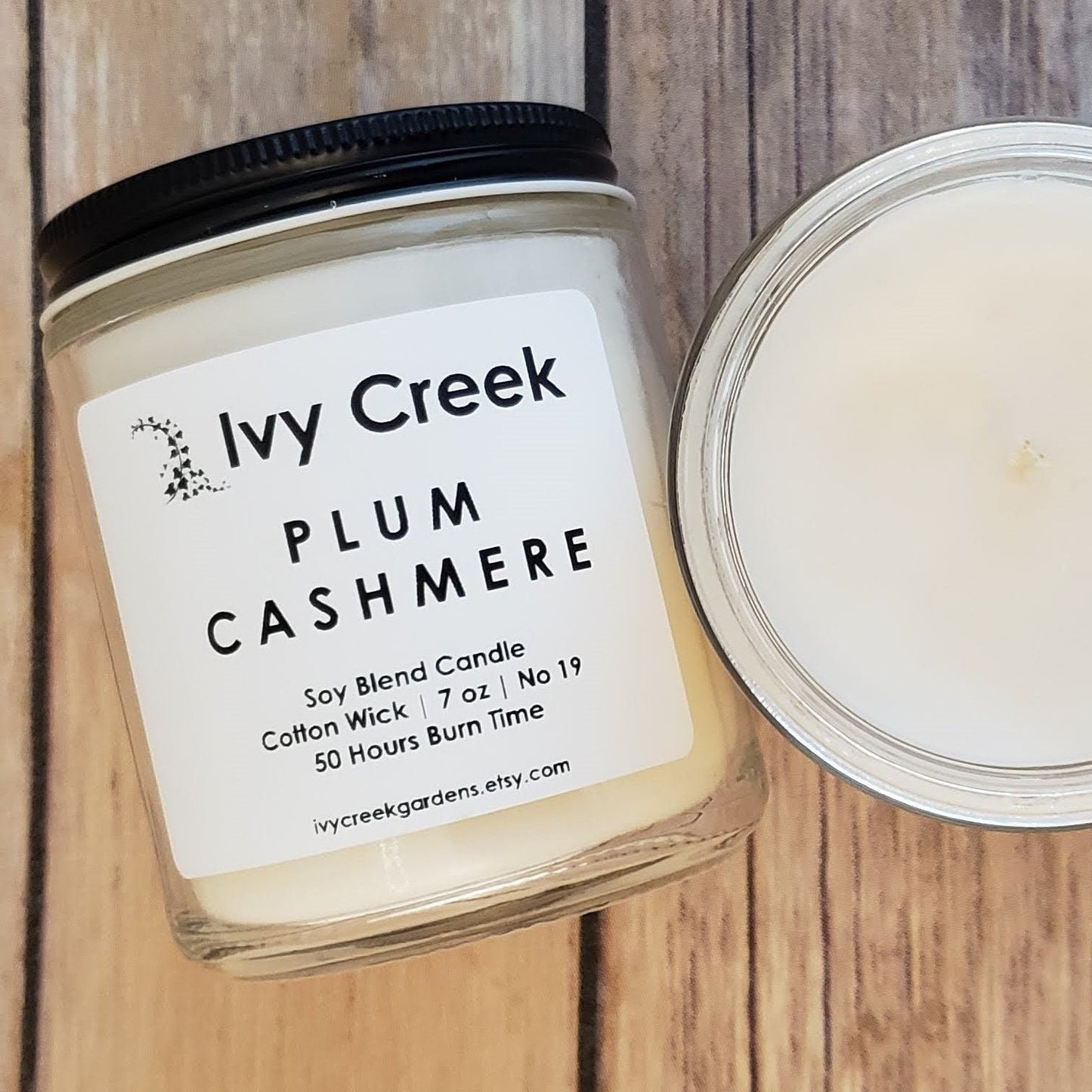 Ivy Creek No. 19 Plum Cashmere Soy Blend Candle | Hand-Poured | 7 oz | Cotton Wick | Small Batch | Clean Burning | Container Candle