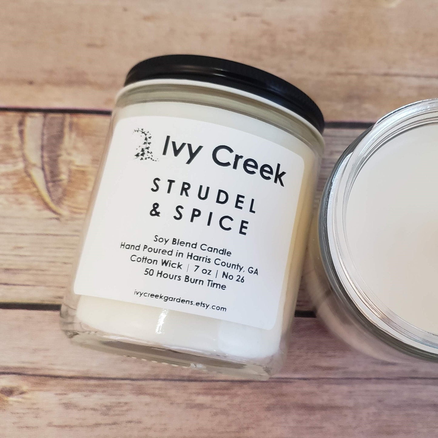 Strudel & Spice Soy Blend Candle | Ivy Creek No 26 | Hand Poured | 7 oz | Cotton Wick | Small Batch | Clean Burning | Container Candle