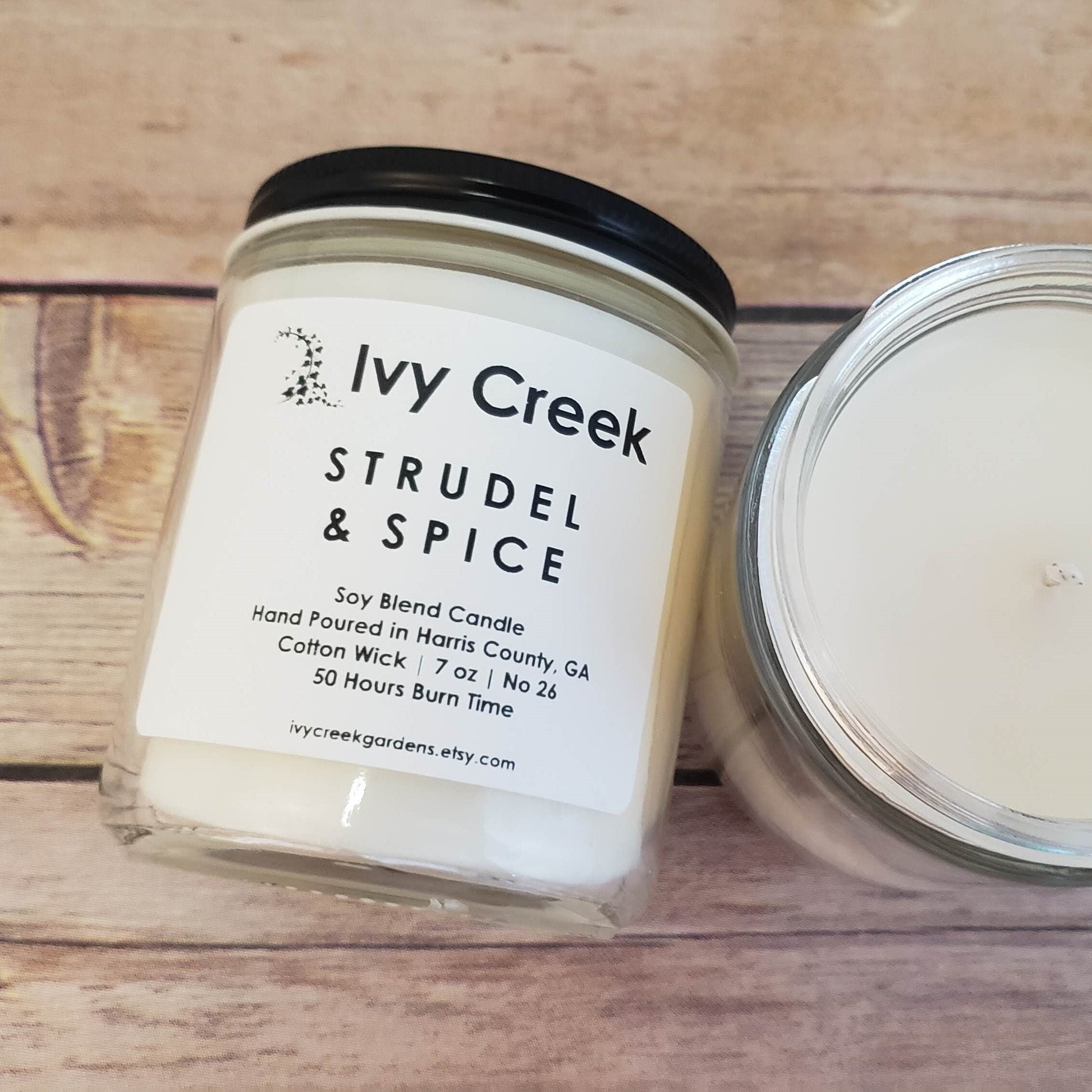 Strudel & Spice Soy Blend Candle | Ivy Creek No 26 | Hand Poured | 7 oz | Cotton Wick | Small Batch | Clean Burning | Container Candle