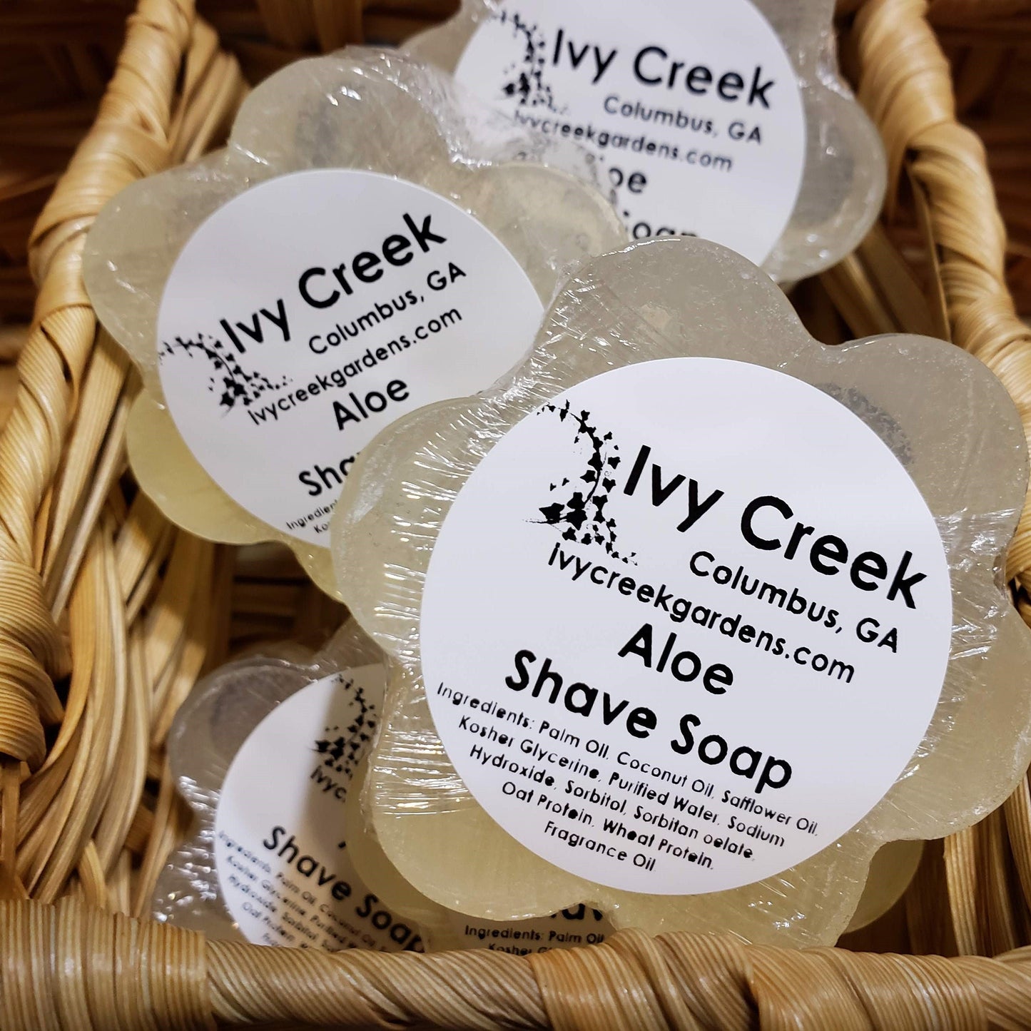 Ivy Creek Aloe Shave Soap | Glycerin Shave Soap | Perfect Shave | Soothing and Nourishing with Aloe | Vegan, Natural, Cruelty-Free | 3.5 oz