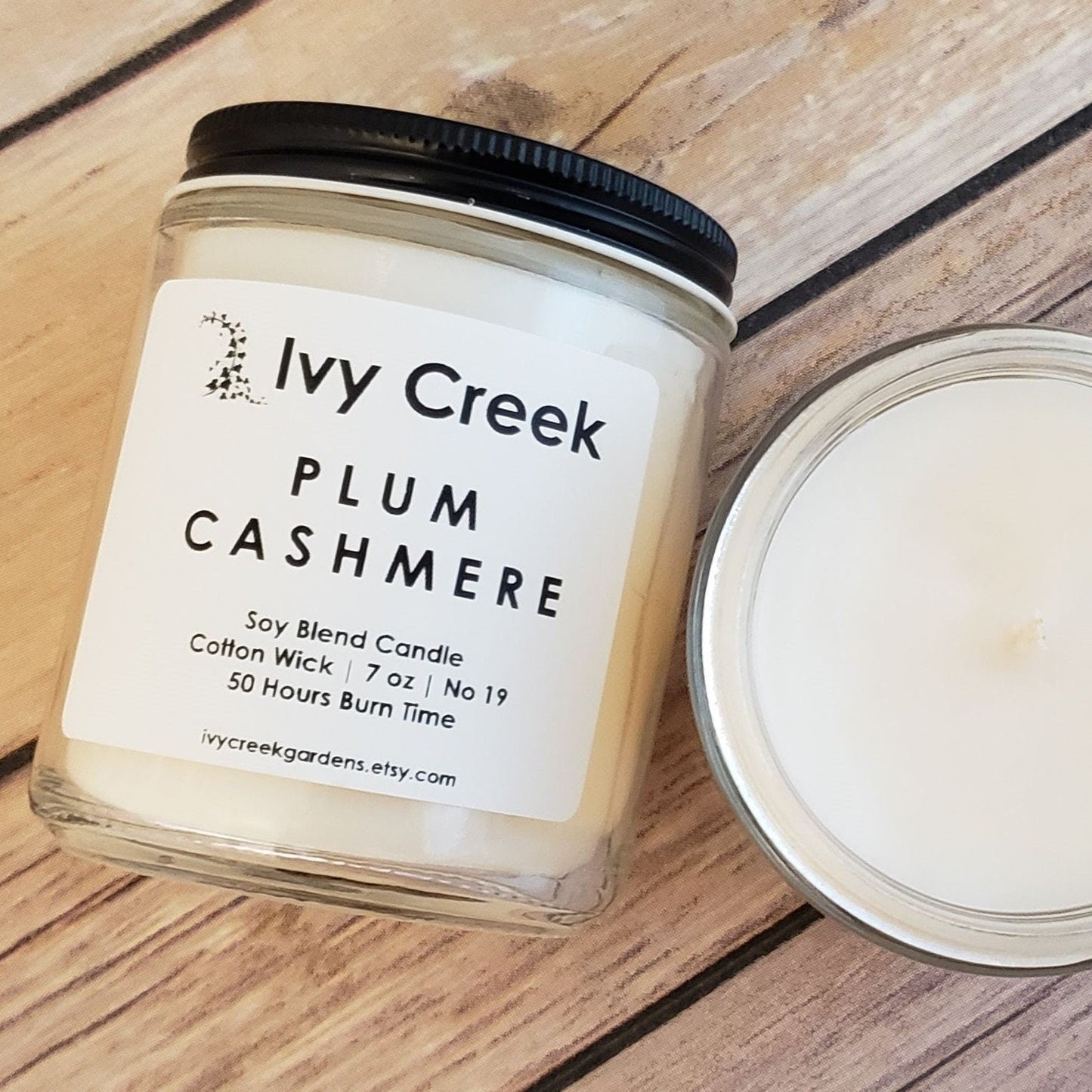 Ivy Creek No. 19 Plum Cashmere Soy Blend Candle | Hand-Poured | 7 oz | Cotton Wick | Small Batch | Clean Burning | Container Candle