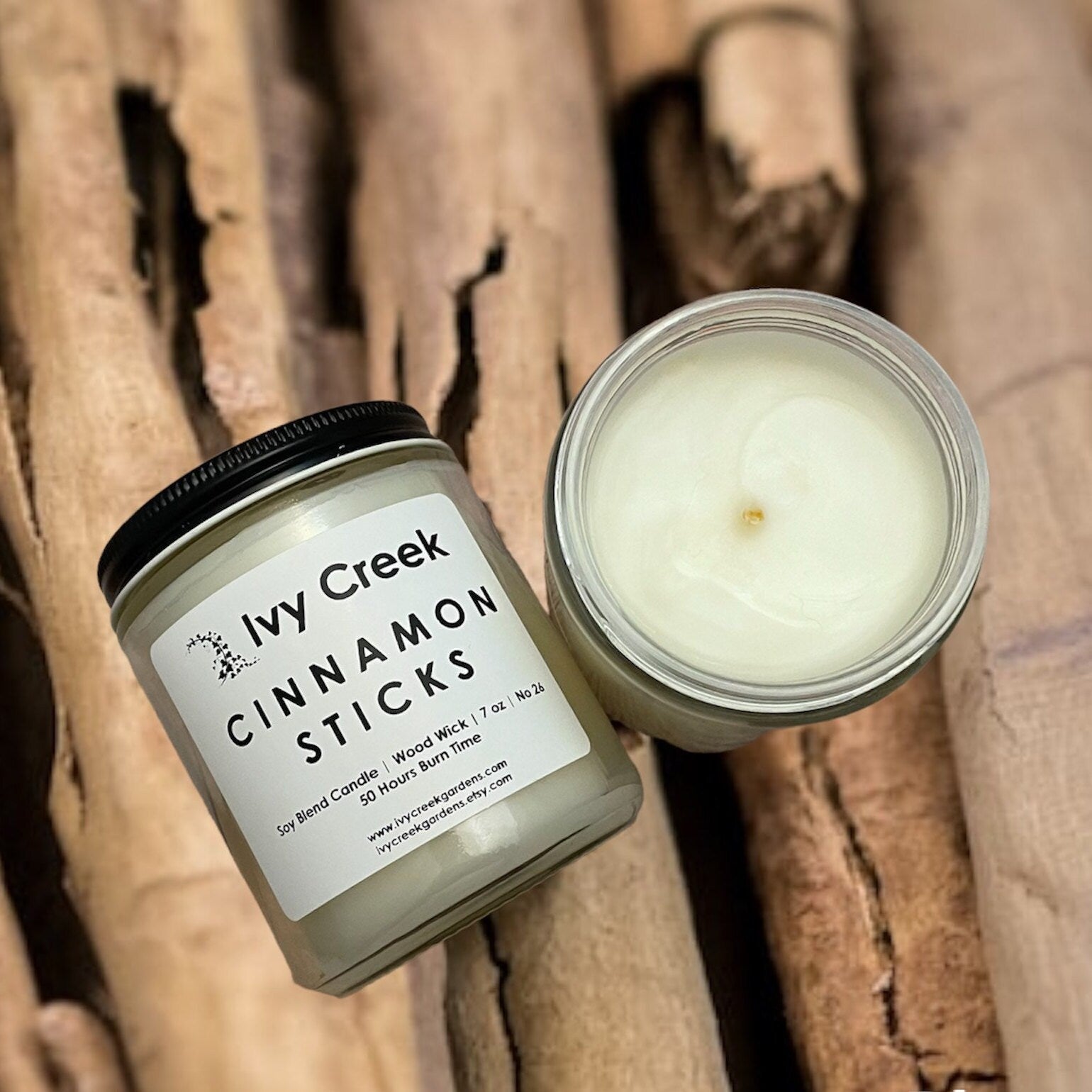 Ivy Creek No. 26 Cinnamon Sticks Soy Blend Candle | Hand-Poured | 7 oz | Cotton Wick | Small Batch | Clean Burning | Container Candle