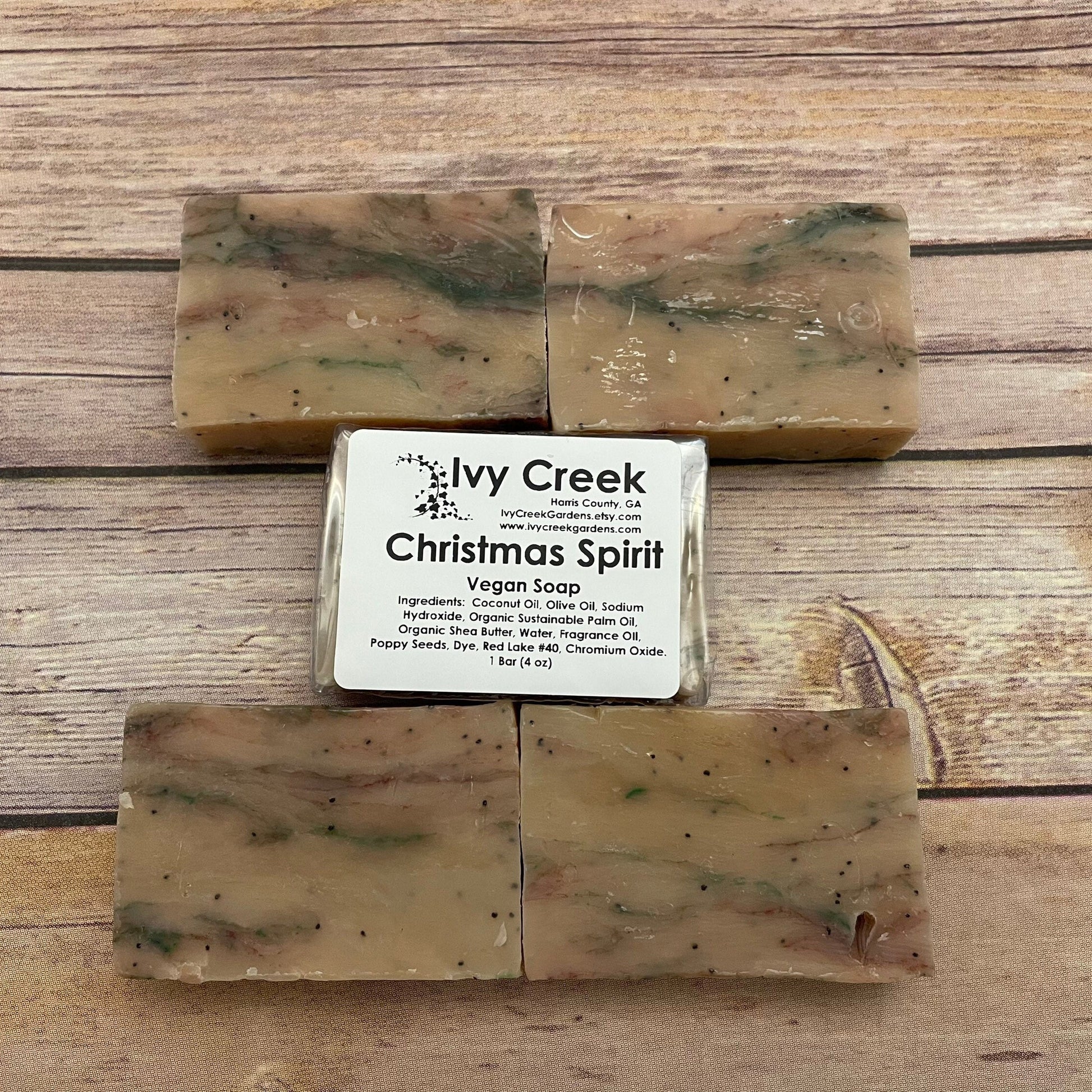 Ivy Creek Christmas Spirit Soap - Vegan, Natural, Fruity Holiday Scent - Handmade Soap Gift - 4.3 oz