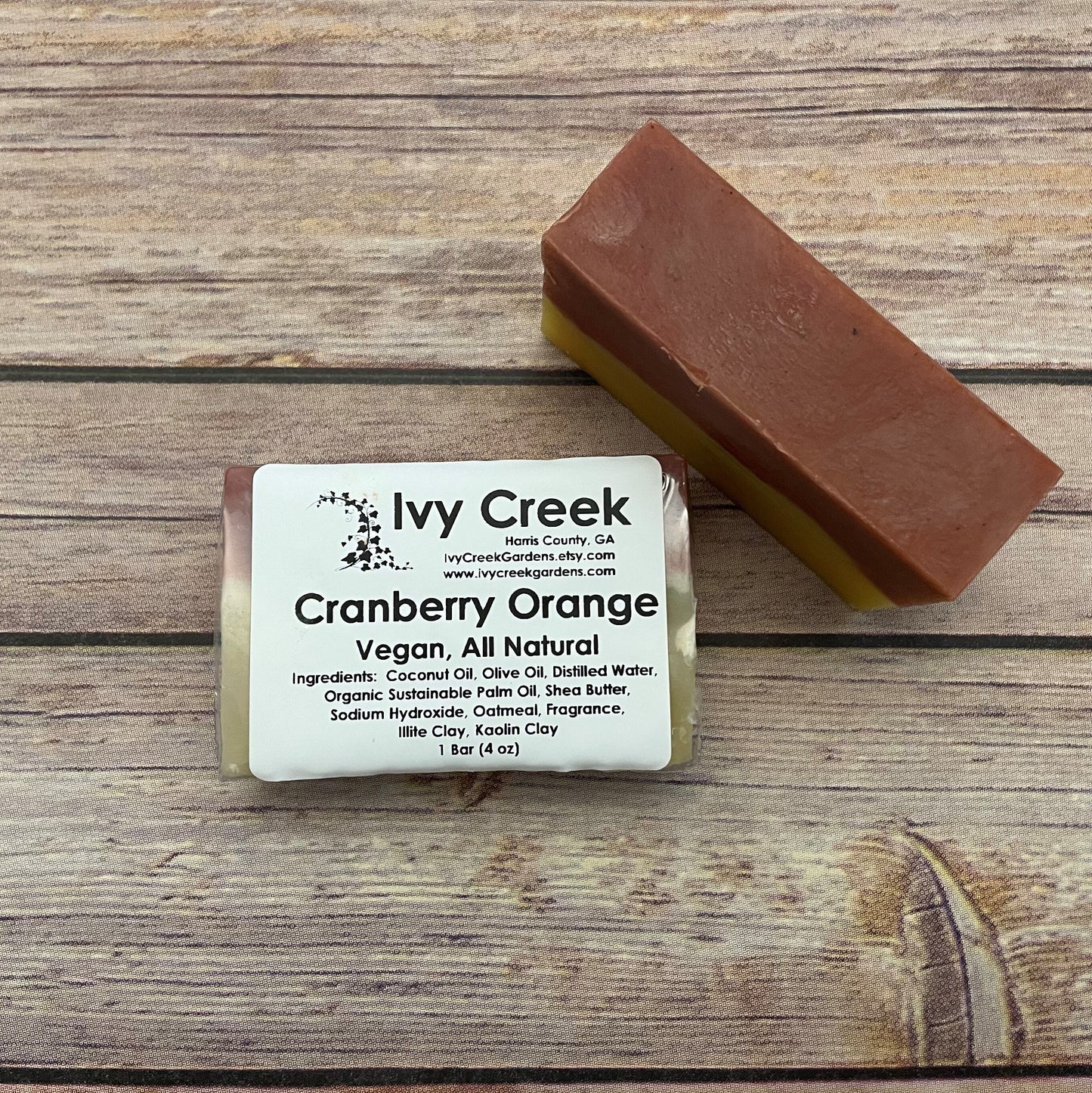 Ivy Creek Cranberry Orange Soap - Vegan, Holiday Scent, Natural Soap - Handmade Soap Gift - 4 oz