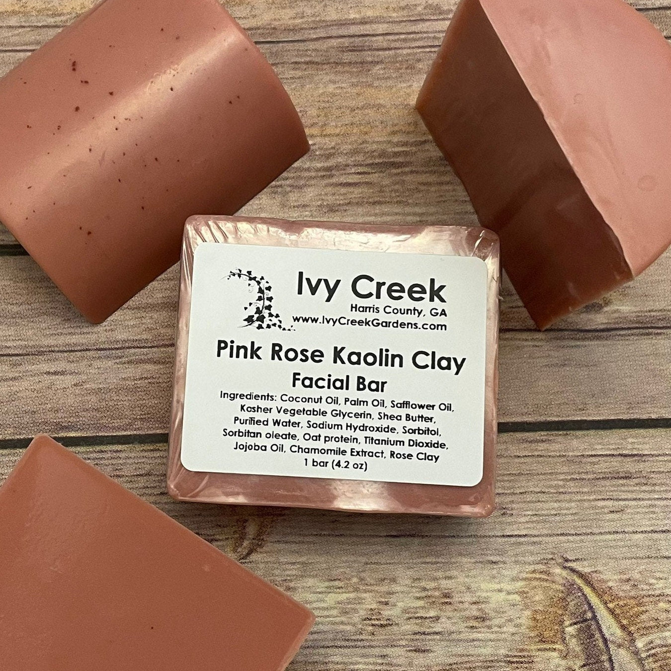 Rose Kaolin Clay Facial Cleansing Bar | Natural Face Soap | Holistic Detoxifying Skin Care | Nourishing Face Wash | 4.2 oz bar