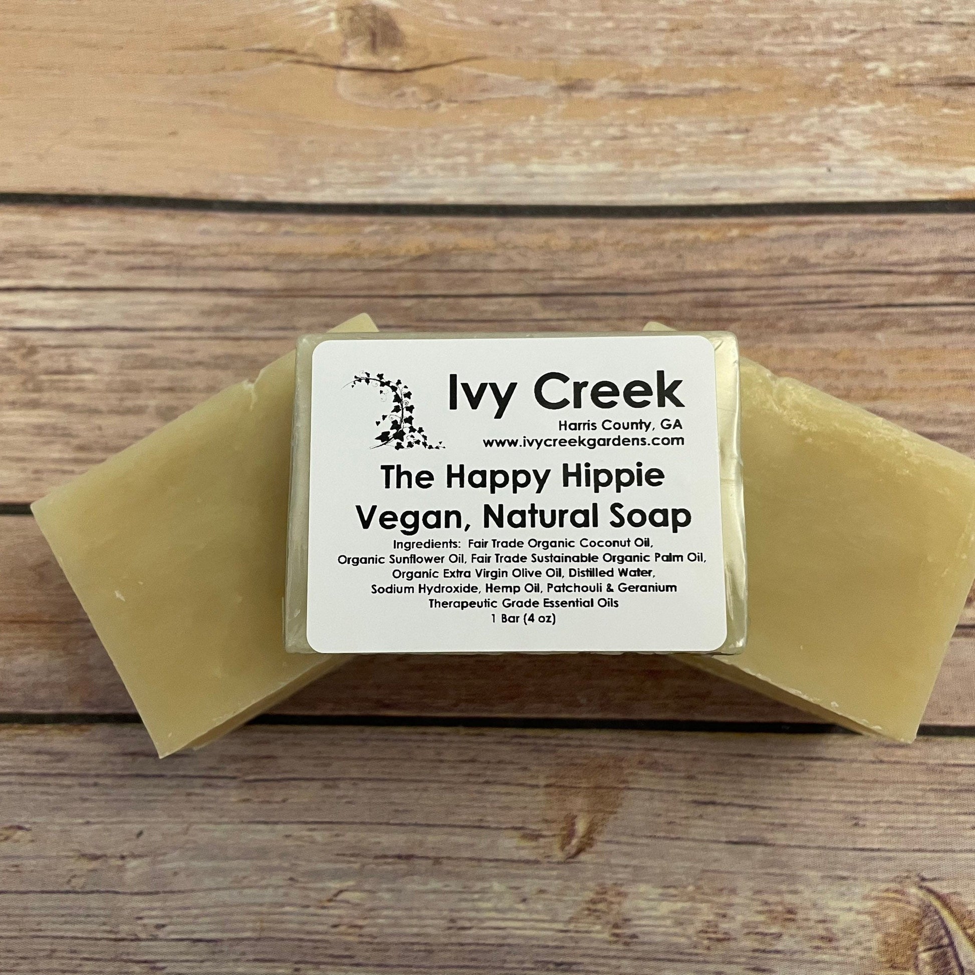 The Happy Hippie Natural Vegan Soap | Plant-based Patchouli and Geranium Scented Cleansing Natural Hand and Body Cleansing Bar | 4 oz