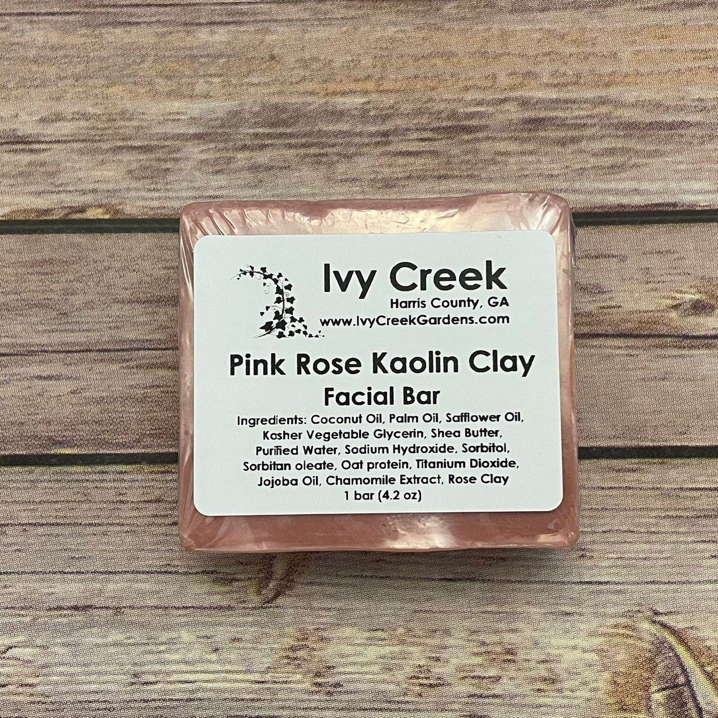 Rose Kaolin Clay Facial Cleansing Bar | Natural Face Soap | Holistic Detoxifying Skin Care | Nourishing Face Wash | 4.2 oz bar