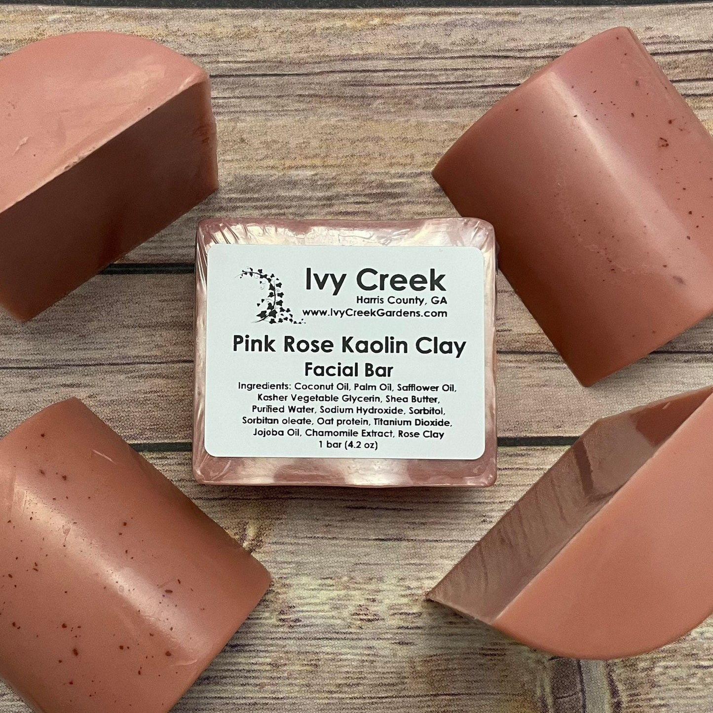 Rose Kaolin Clay Facial Cleansing Bar | Natural Face Soap | Holistic Detoxifying Skin Care | Nourishing Face Wash | 4.2 oz bar