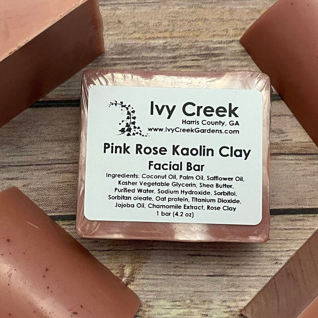 Rose Kaolin Clay Facial Cleansing Bar | Natural Face Soap | Holistic Detoxifying Skin Care | Nourishing Face Wash | 4.2 oz bar