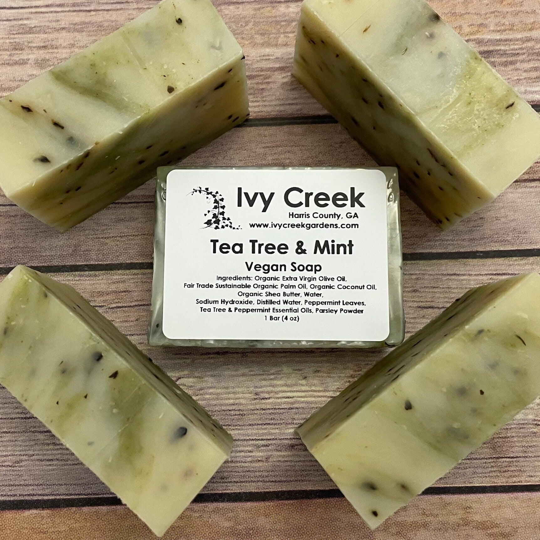 Ivy Creek Tea Tree & Mint Vegan Soap | Invigorating and Nourishing | Natural Soap Infused with Tea Tree and Peppermint Essential Oils | 4 oz