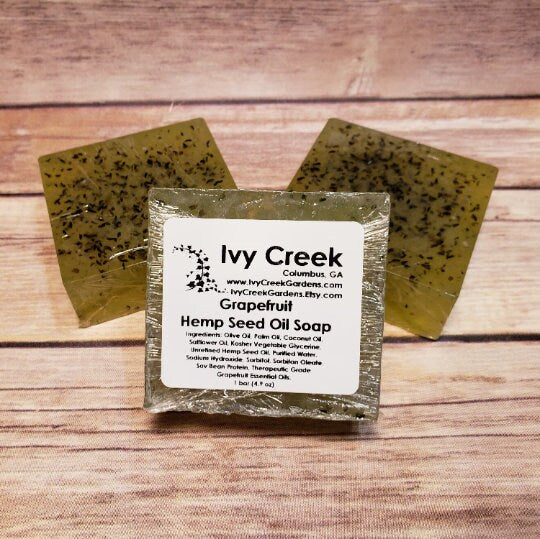 Grapefruit Essential Oil Vegan Cruelty-Free Hemp Seed Oil Soap | Natural Gentle Exfoliation Skincare | Hemp Oil | 4.9 oz