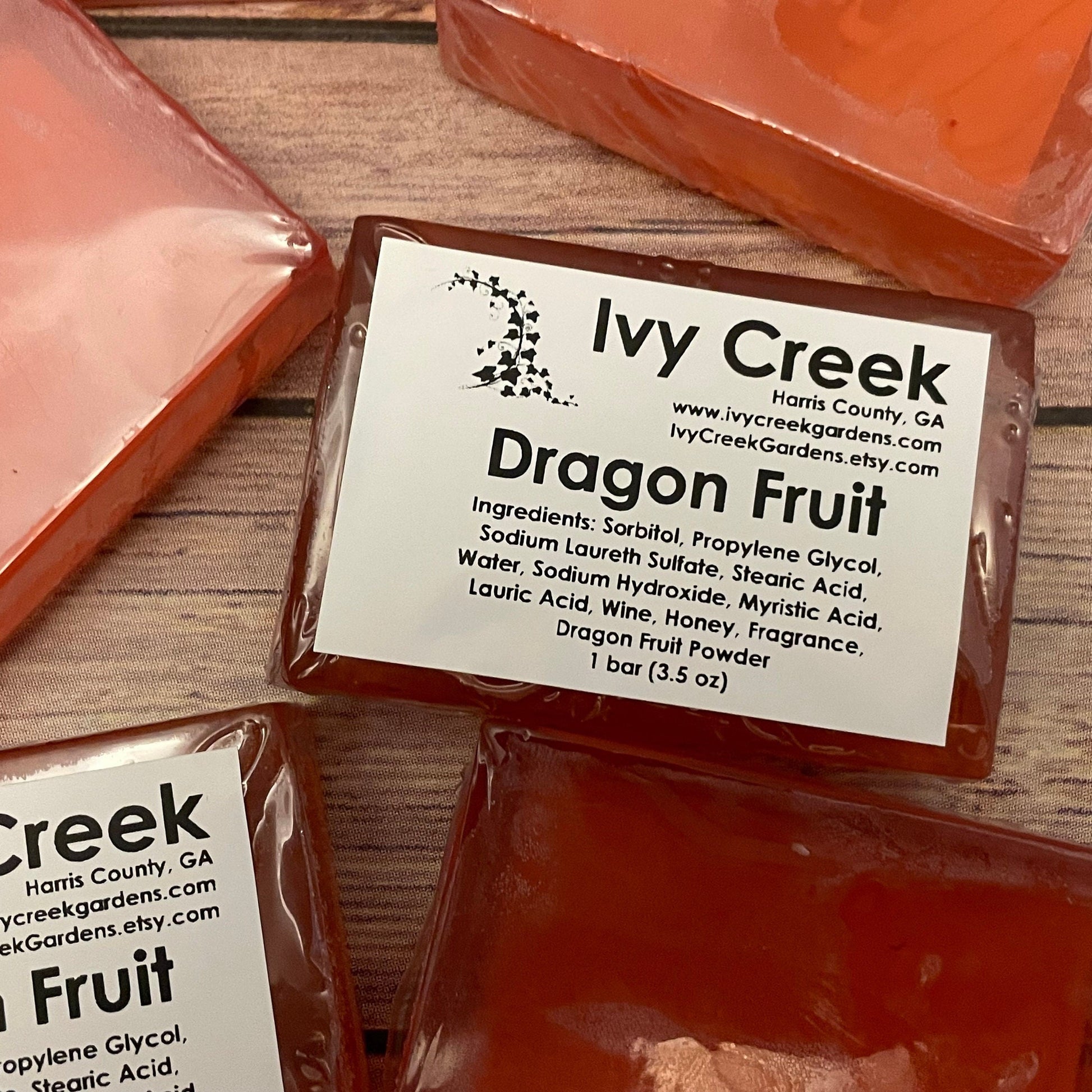 Ivy Creek Dragon Fruit Honey Wine Moisturizing Nourishing Fruit Bar Soap | Ivy Creek Cleansing Natural Antioxidant Luxurious | 3.5 oz Bar