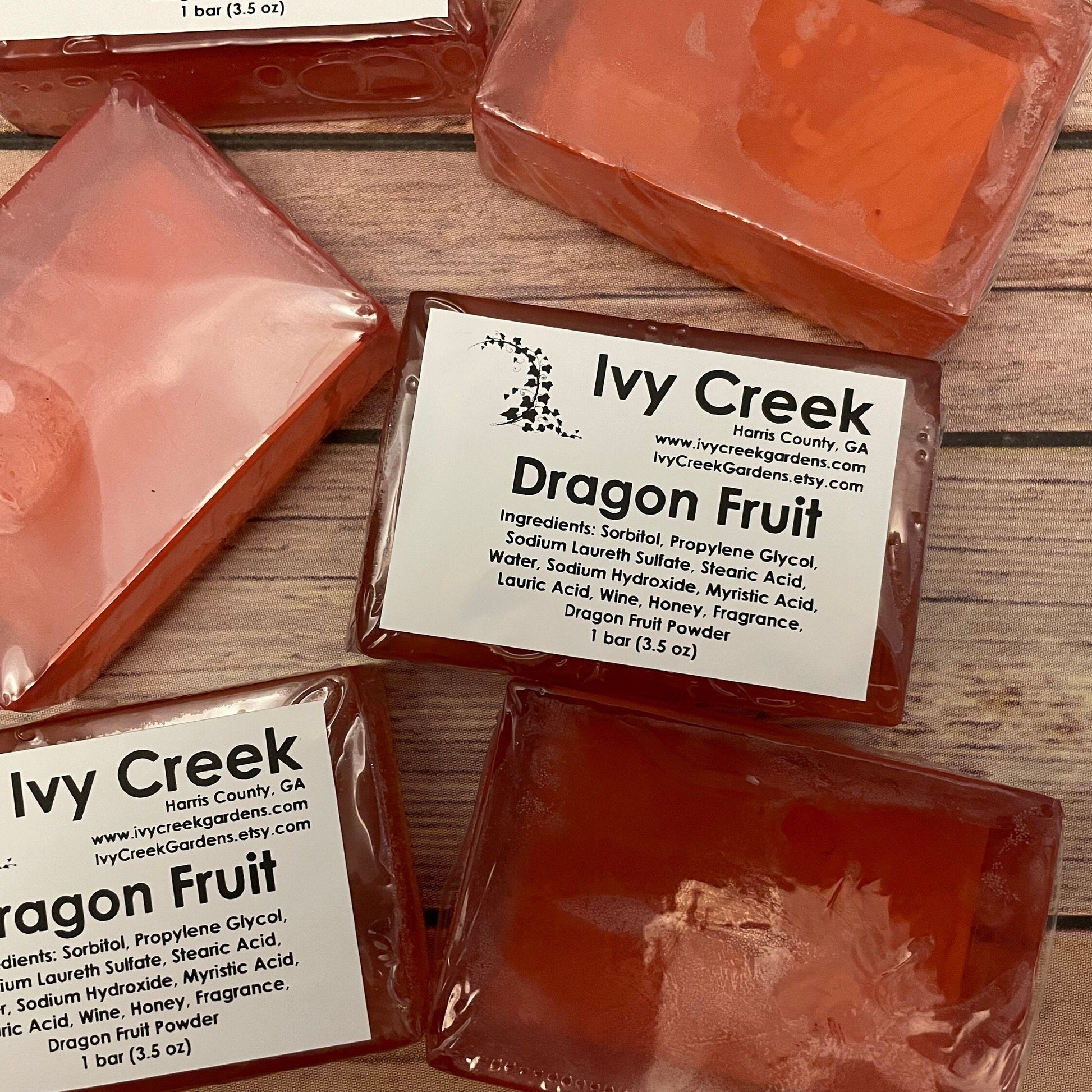 Ivy Creek Dragon Fruit Honey Wine Moisturizing Nourishing Fruit Bar Soap | Ivy Creek Cleansing Natural Antioxidant Luxurious | 3.5 oz Bar