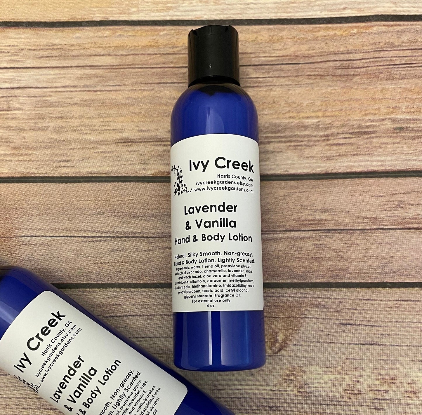 Ivy Creek Lavender and Vanilla Silky Smooth Hand & Body Lotion - All-Natural, Holistic, Lightly Scented - Ready to Ship - 4 oz