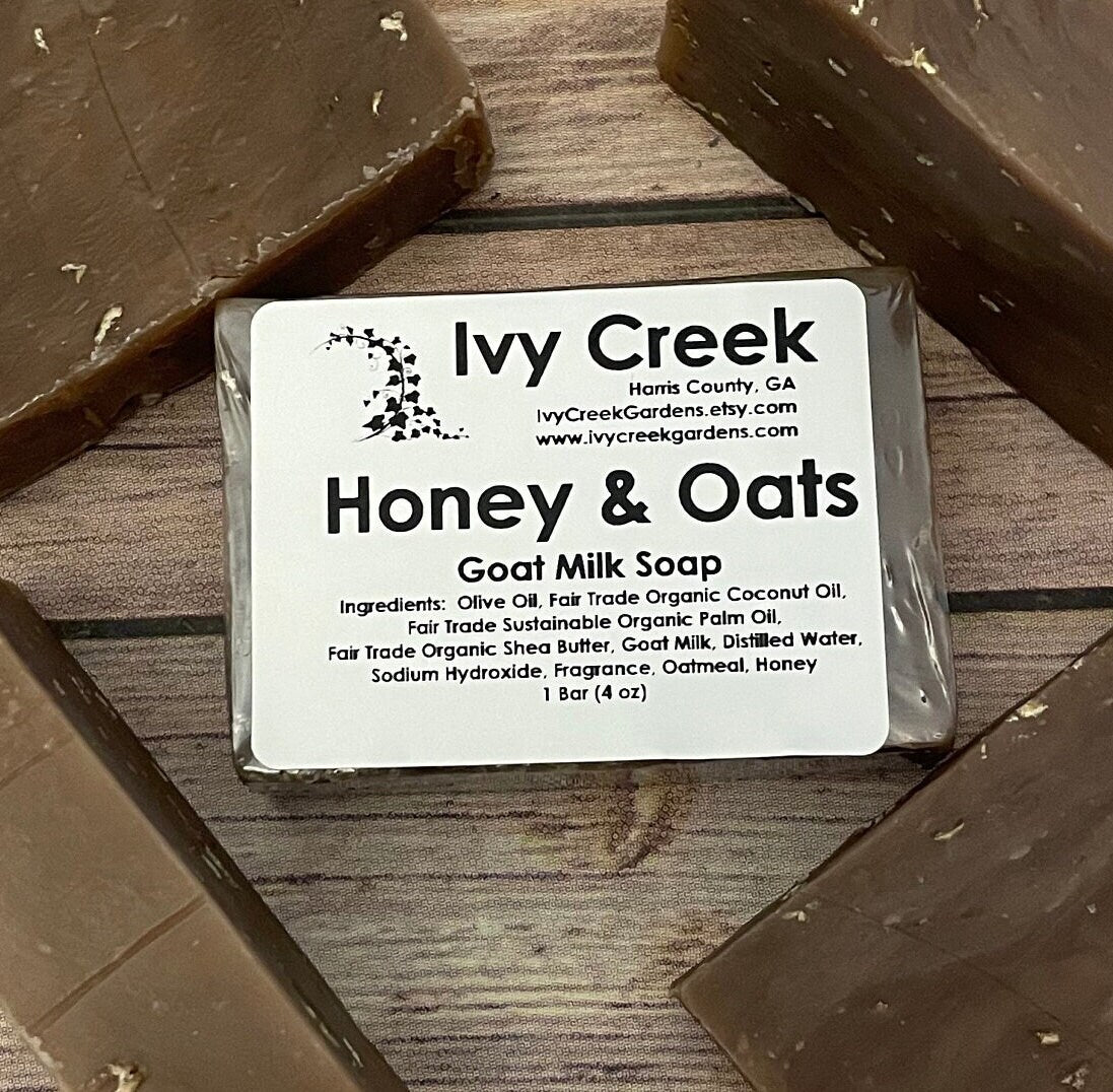 Ivy Creek Honey and Oats Goat Milk Soap | Natural, Fair Trade Handmade Soap | 4 oz bar soap