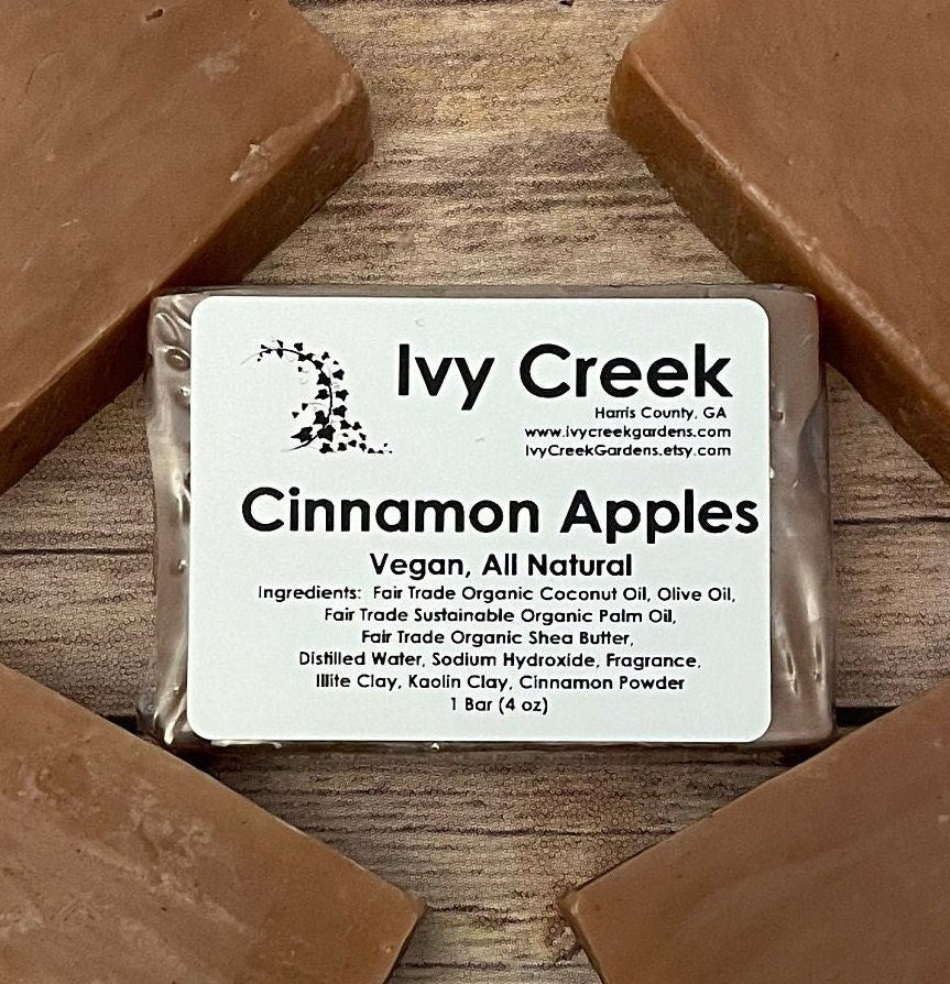 Ivy Creek Cinnamon Apples Handcrafted Bar Soap | Natural Holistic Warm Cinnamon Crisp Apples Autumn Homemade Pie Mulled Cider - 4 oz