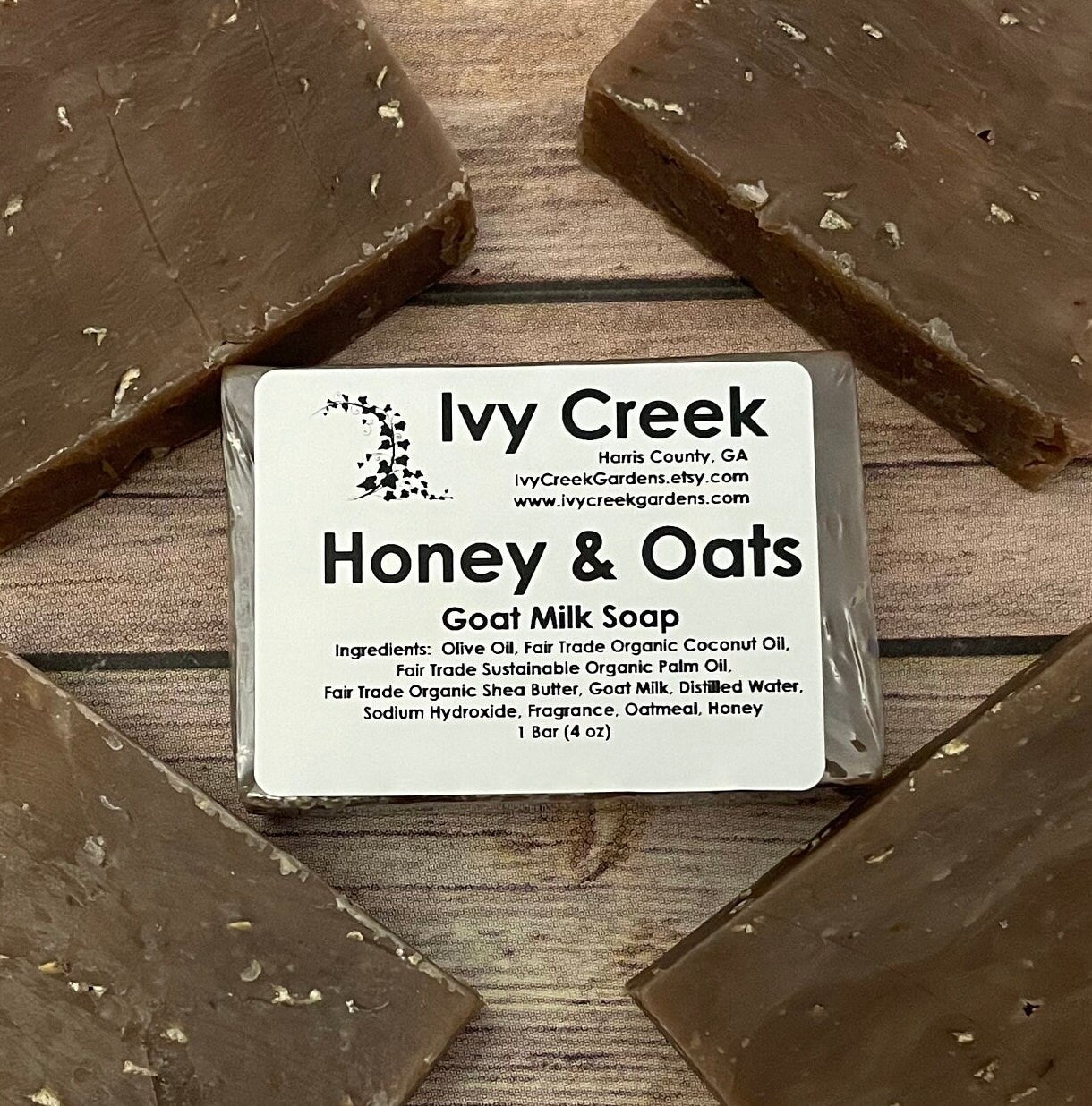 Ivy Creek Honey and Oats Goat Milk Soap | Natural, Fair Trade Handmade Soap | 4 oz bar soap