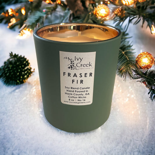 Fraser Fir Soy Blend Candle | Hand Poured | Ivy Creek No 3 | 8 oz | Cotton Wick | Small Batch | Clean Burning | Container Candle | Christmas