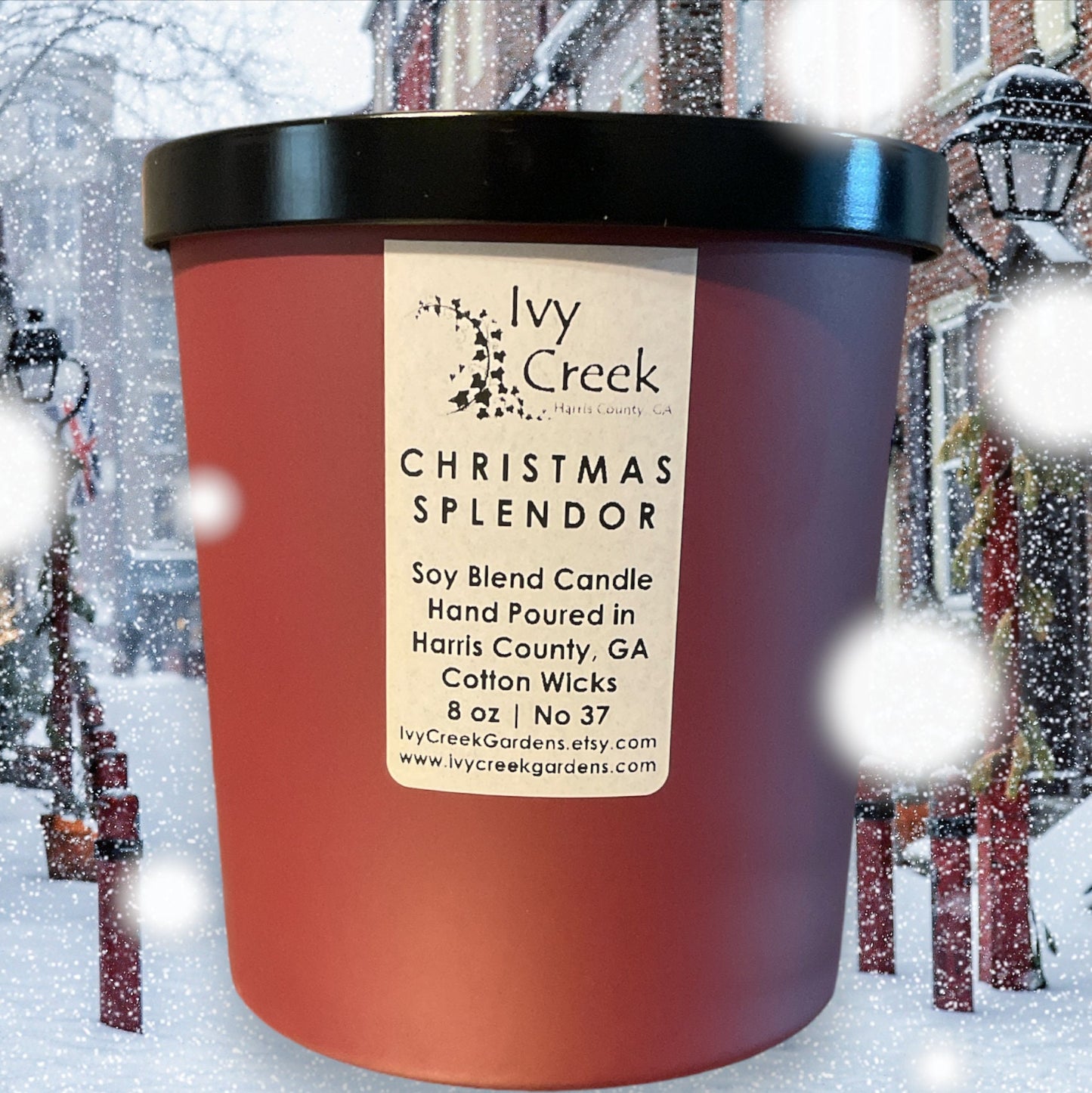 Ivy Creek No 37 | Christmas Splendor Soy Blend Candle | Hand Poured | 8 oz | Cotton Wick | Small Batch | Clean Burning | Christmas