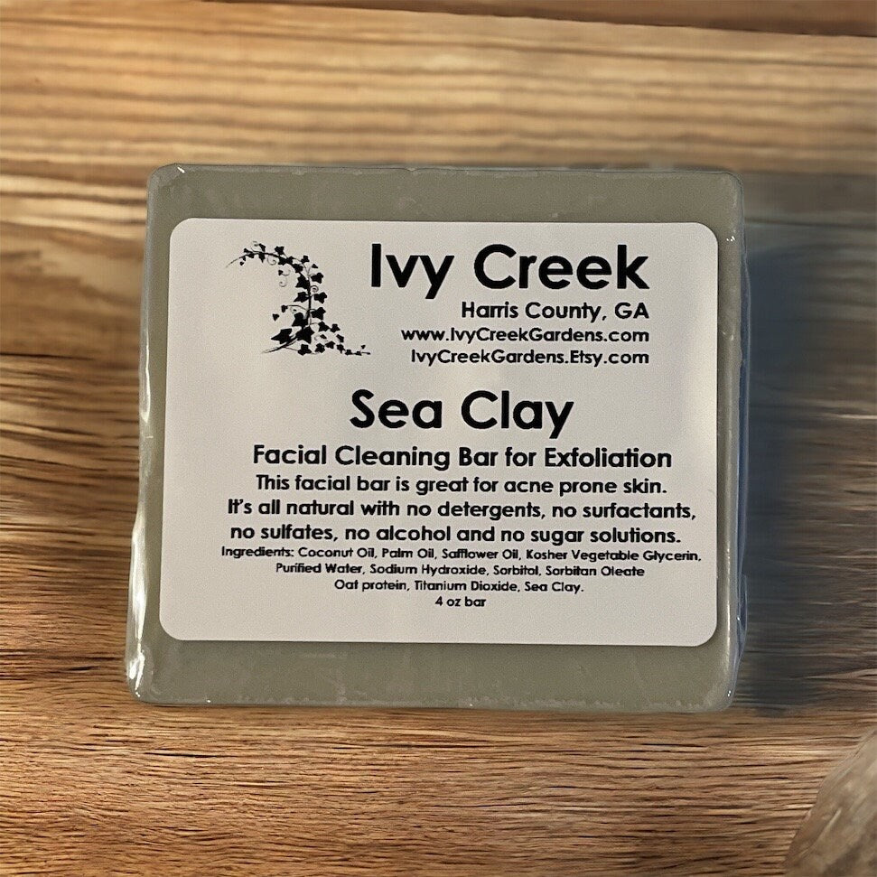 Sea Clay Exfoliating Facial Cleansing Bar | Natural Holistic Gentle Face Wash | Mineral-Rich Detoxifying Skincare | 4 oz