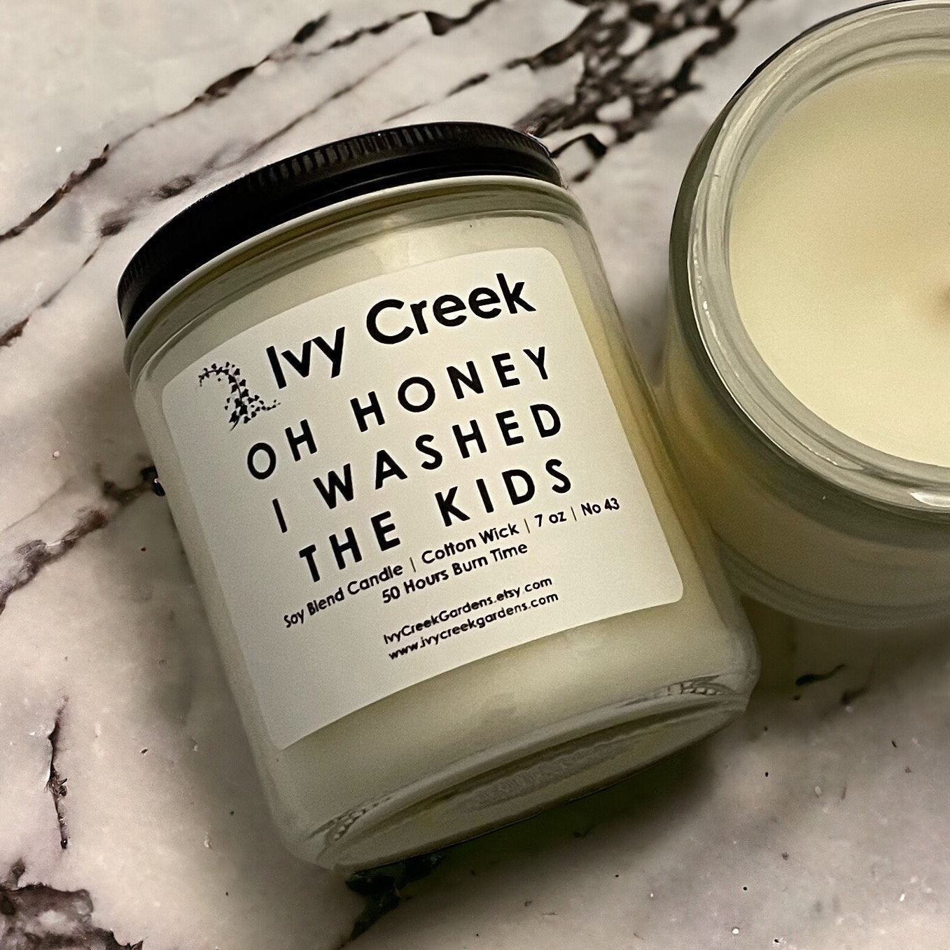 Oh Honey I Washed the Kids | Ivy Creek No 43 | 7 oz | Hand Poured Container Candle | Cotton Wick | Small Batch | Clean Burning |