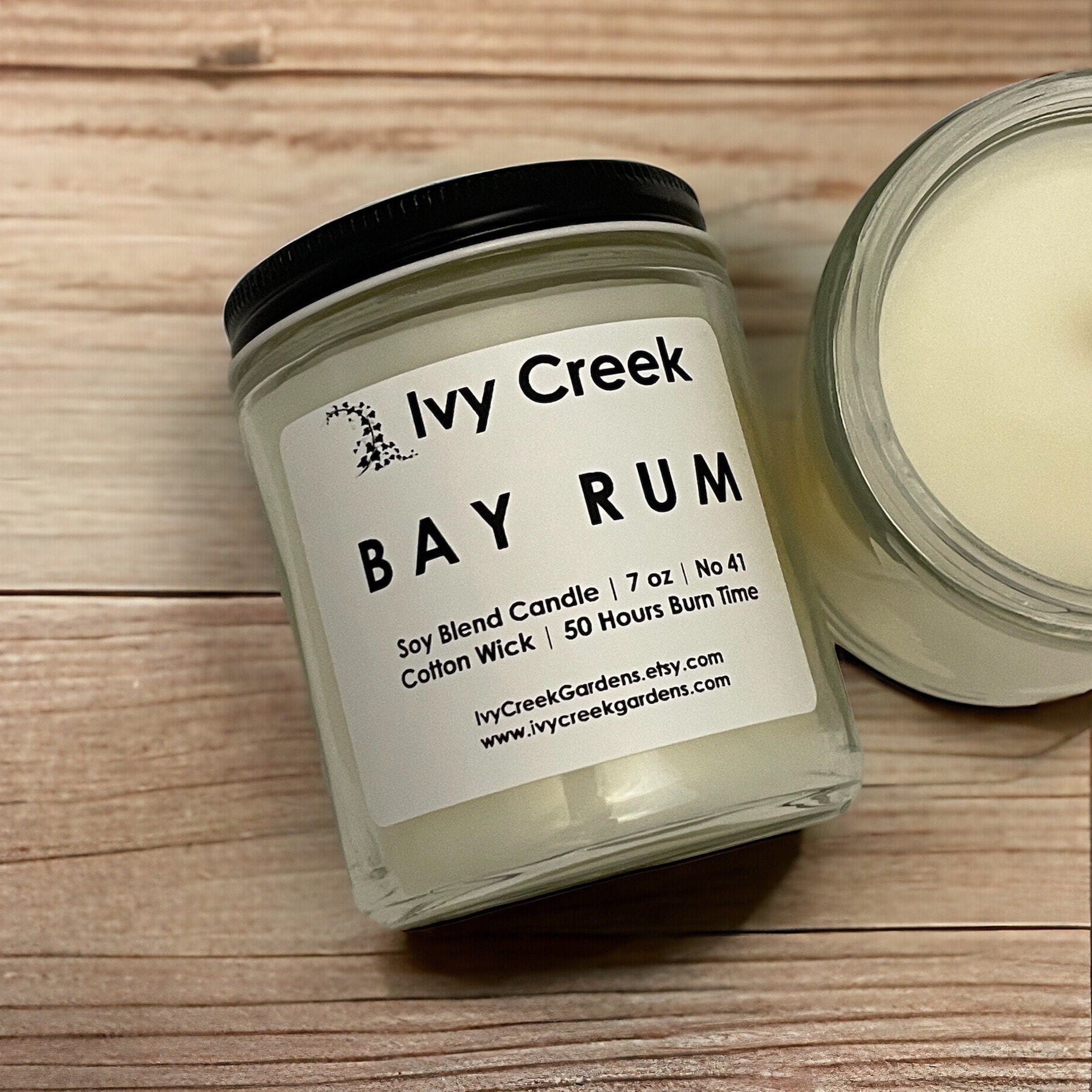 Ivy Creek No. 41 Bay Rum Soy Blend Candle | Hand-Poured | 7 oz | Cotton Wick | Small Batch | Clean Burning | Container Candle