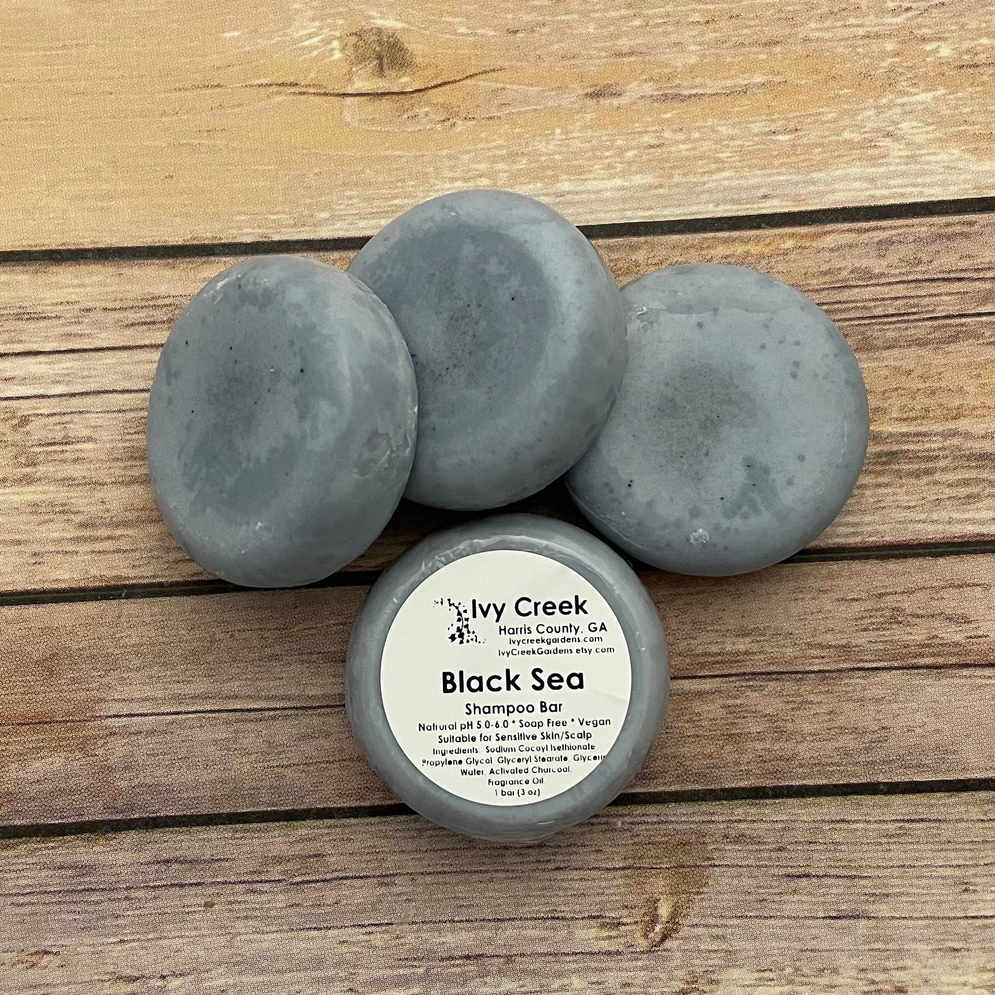 Black Sea Vegan Masculine Shampoo Bar | Natural Soap-Free pH Balanced Solid Hair Care | Gentle Organic Plant-Based Soap Body Wash | 3 oz