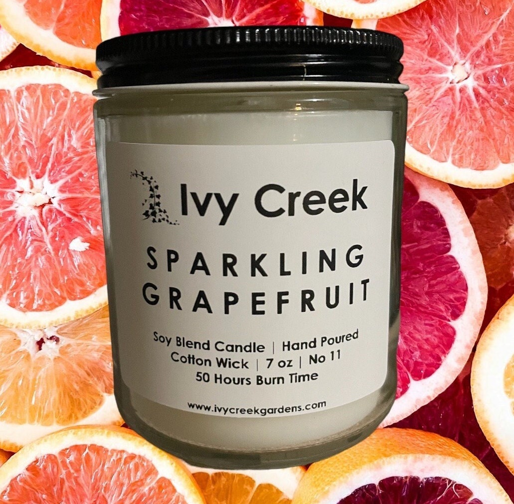 Ivy Creek No 11 Sparkling Grapefruit Soy Blend Candle - 7 oz, Hand Poured, Cotton Wick, Small Batch, Clean Burning, Container Candle