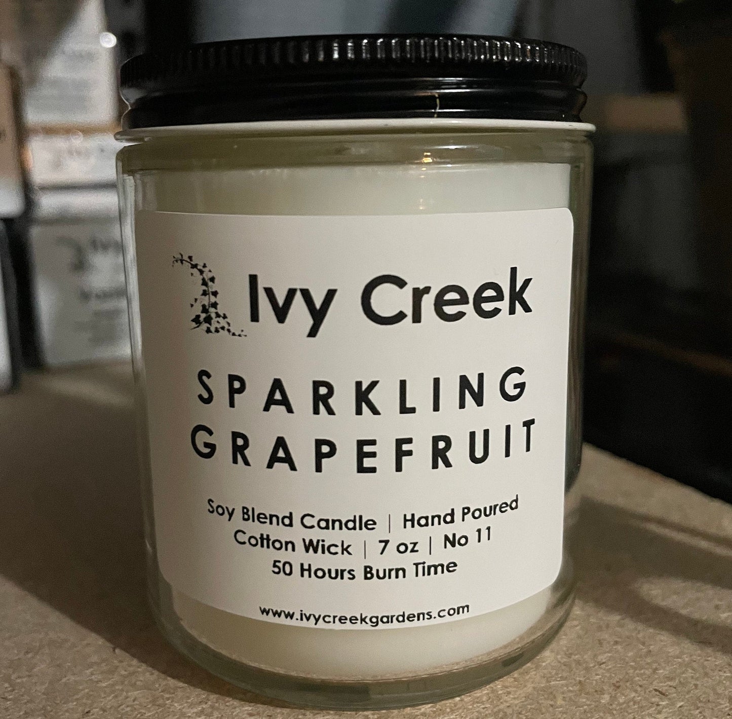 Ivy Creek No 11 Sparkling Grapefruit Soy Blend Candle - 7 oz, Hand Poured, Cotton Wick, Small Batch, Clean Burning, Container Candle