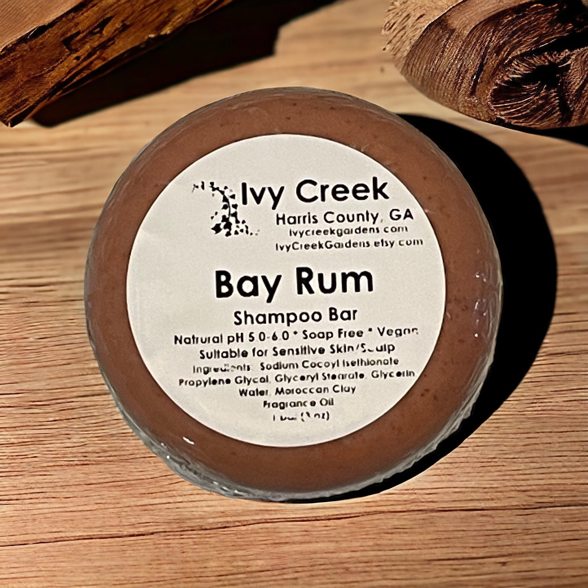 Bay Rum Vegan Masculine Shampoo Bar | Natural Soap-Free pH Balanced Solid Hair Care | Gentle Organic Plant-Based Soap Body Wash | 3 oz