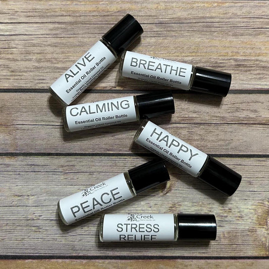 STRESS RELIEF Essential Oil Roller Bottle 10ml - Natural Botanical Skincare, Calming Self-Care, Organic Perfume, Portable on the Go Relief