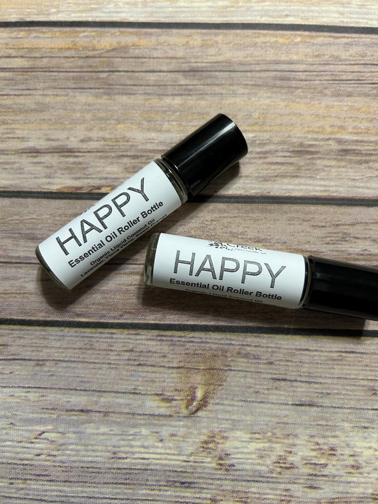 HAPPY Essential Oil Roller Bottle 10ml - Natural Botanical Skincare, Citrus Floral, Organic Perfume, Uplifting Mood Cheerful