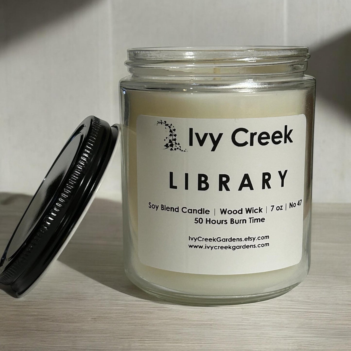 Library | Ivy Creek No. 47 | 7 oz Soy Blend Candle | Cotton Wick | Small Batch | Clean Burning | Book Lovers’ Dream Scent