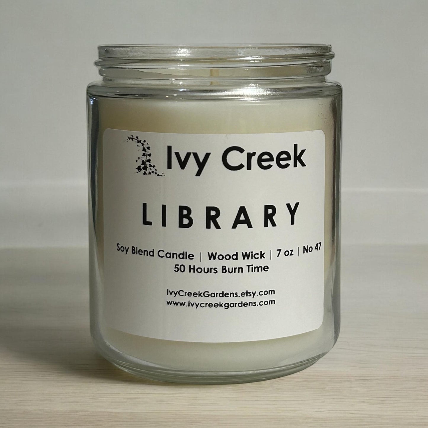 Library | Ivy Creek No. 47 | 7 oz Soy Blend Candle | Cotton Wick | Small Batch | Clean Burning | Book Lovers’ Dream Scent